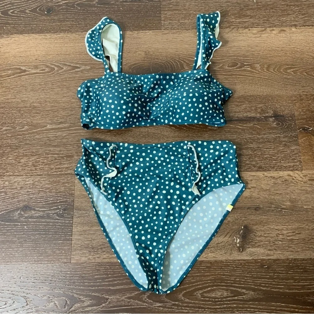 Summersalt Womens oasis ruffle / high leg rise bikini swimsuit 8